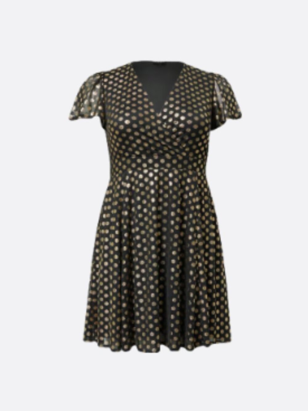 TORRID Black & Gold Polka Dot Surplice Dress